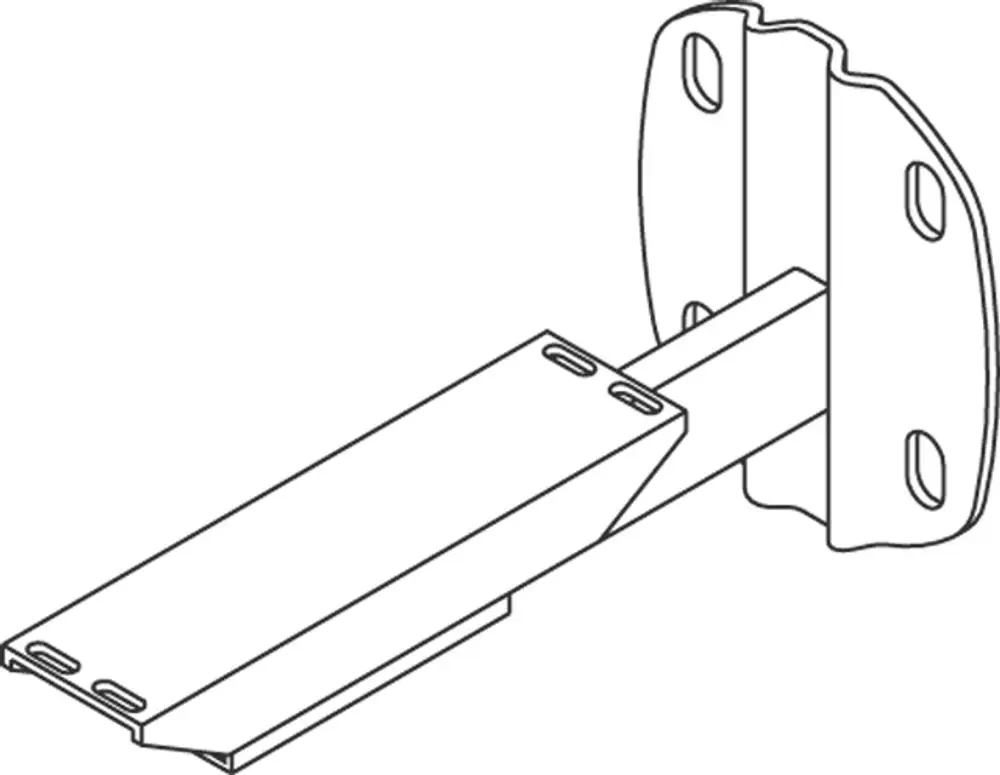 Produktbild: Kermi Wandkonsole, Typ 16, weiß, ZB00880003. Isometrische Darstellung einer weißen Wandkonsole mit Montageteilen und rechteckigem Ausleger.